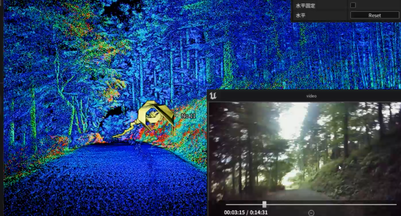 動画と点群の同時表示